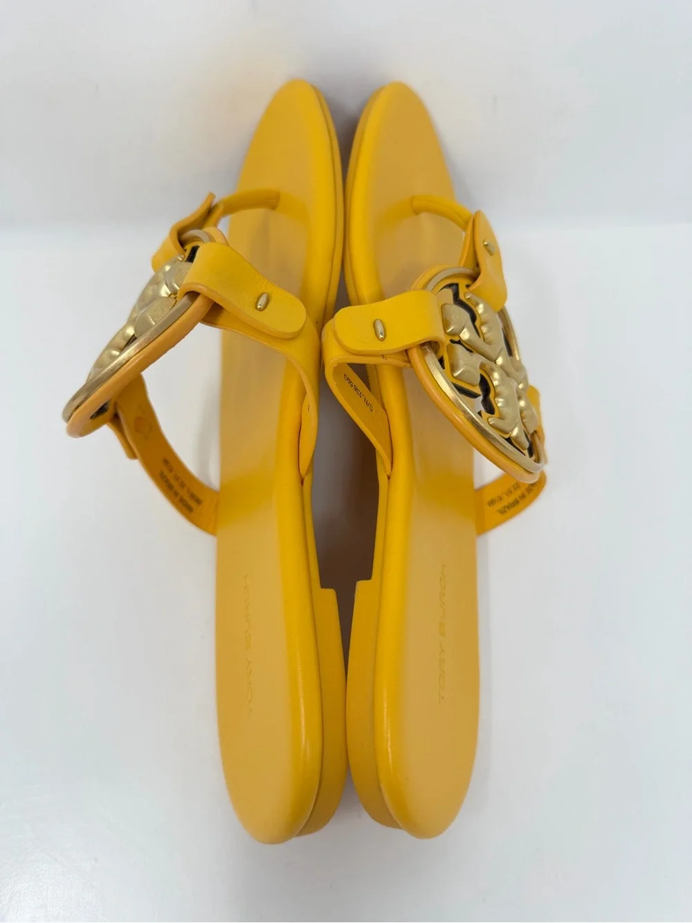 Tory Burch Metal Miller Sandals Leather Yellow Size 6.5